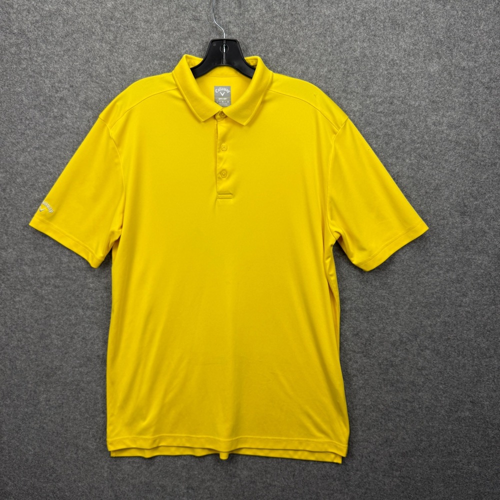 Callaway Opti-Dri Mens Large Yellow Short Sleeve Golf Polo Shirt Performance Top